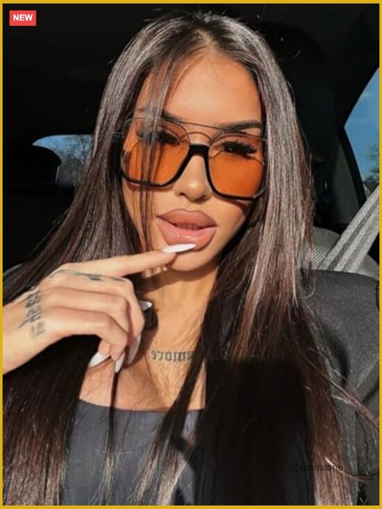 Oversized Retro Square Aviator Sunglasses Double Bridge Pilot Shades with UV main image 5